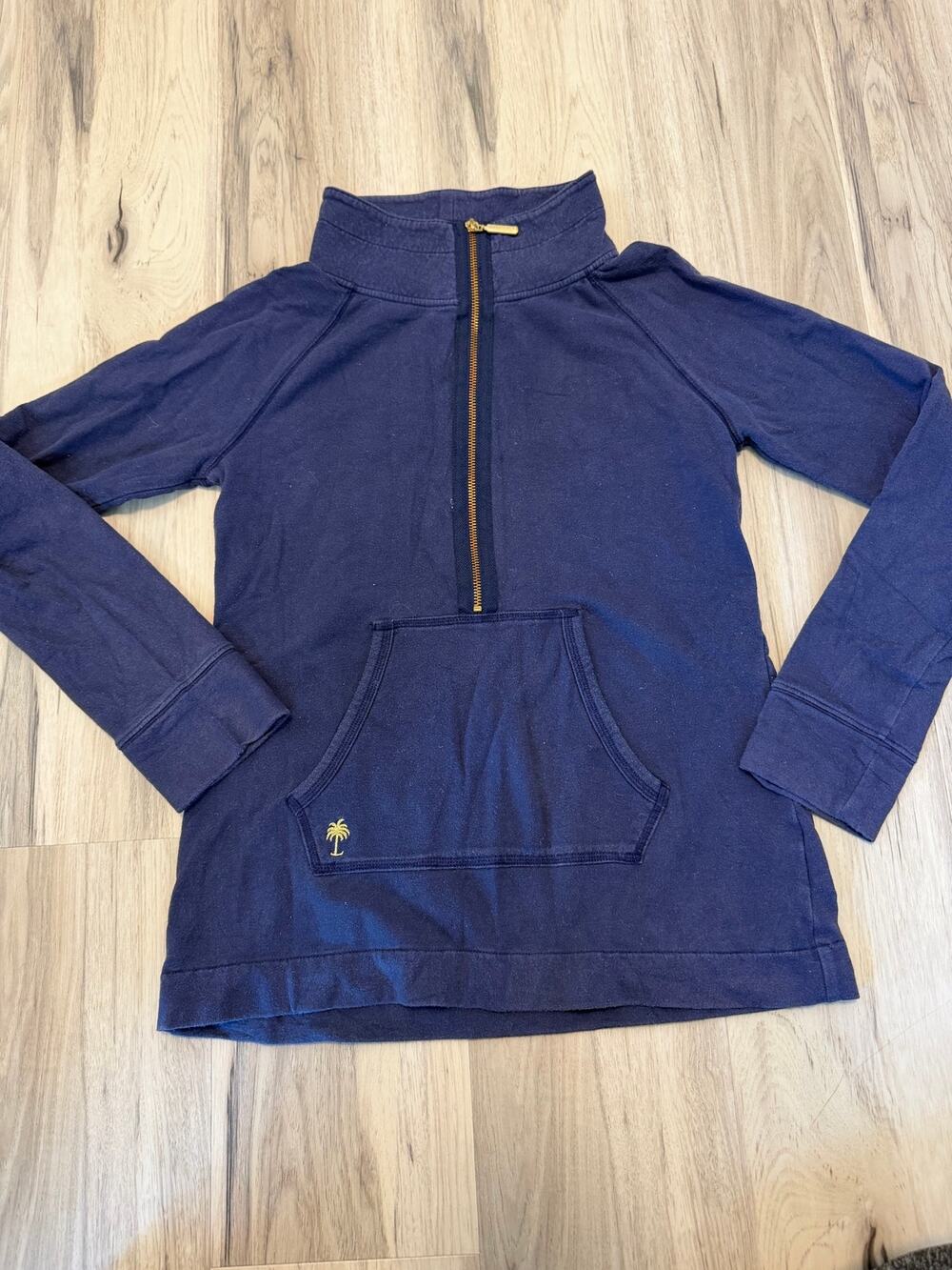 Lilly Pulitzer Skipper Popover Quarter Zip Sweatshirt Size S True Navy Blue